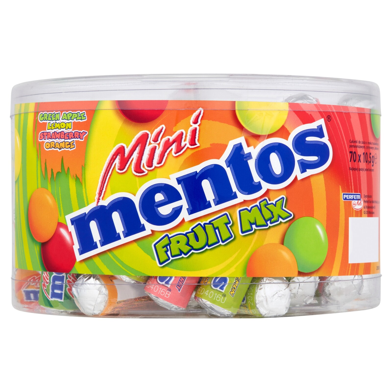 Mentos Mini ovocné žvýkací bonbóny jahoda, jablko, citron sklenice 735 g