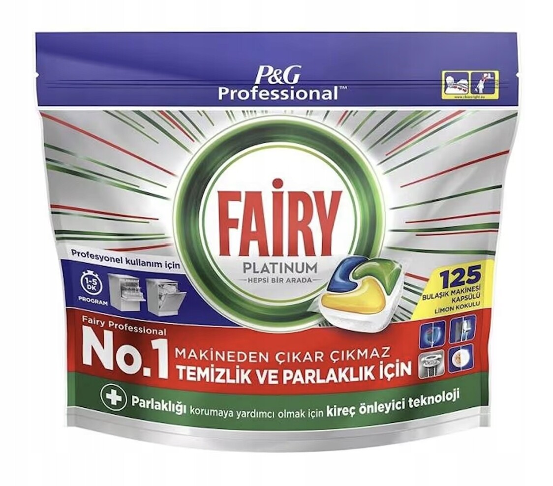 Fairy Platinum Pro kapsle do myčky nádobí lemon 125 ks