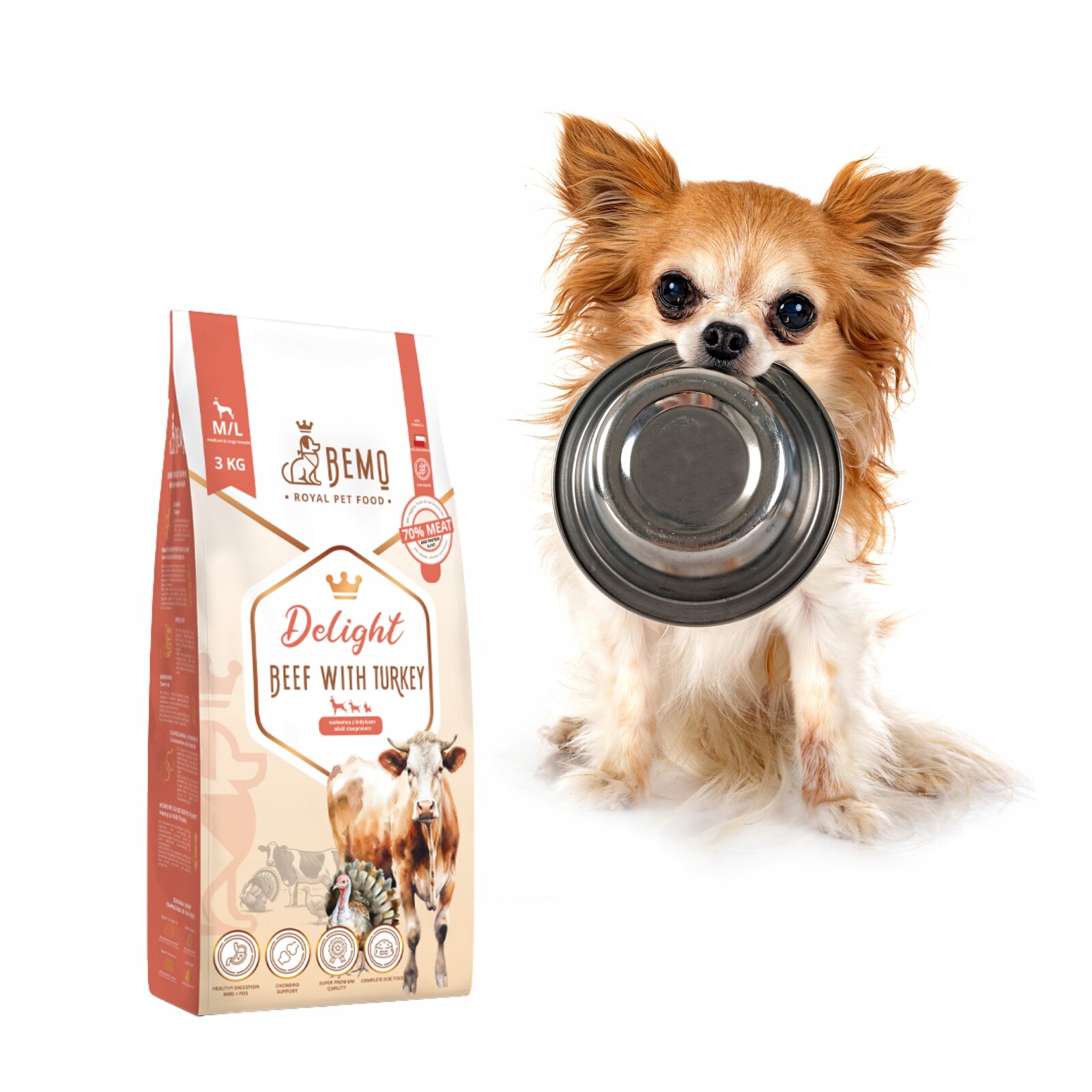 Suché krmivo pro psy Bemo Delight 3 Kg S/m s hovězím krůtím masem pro malá plemena