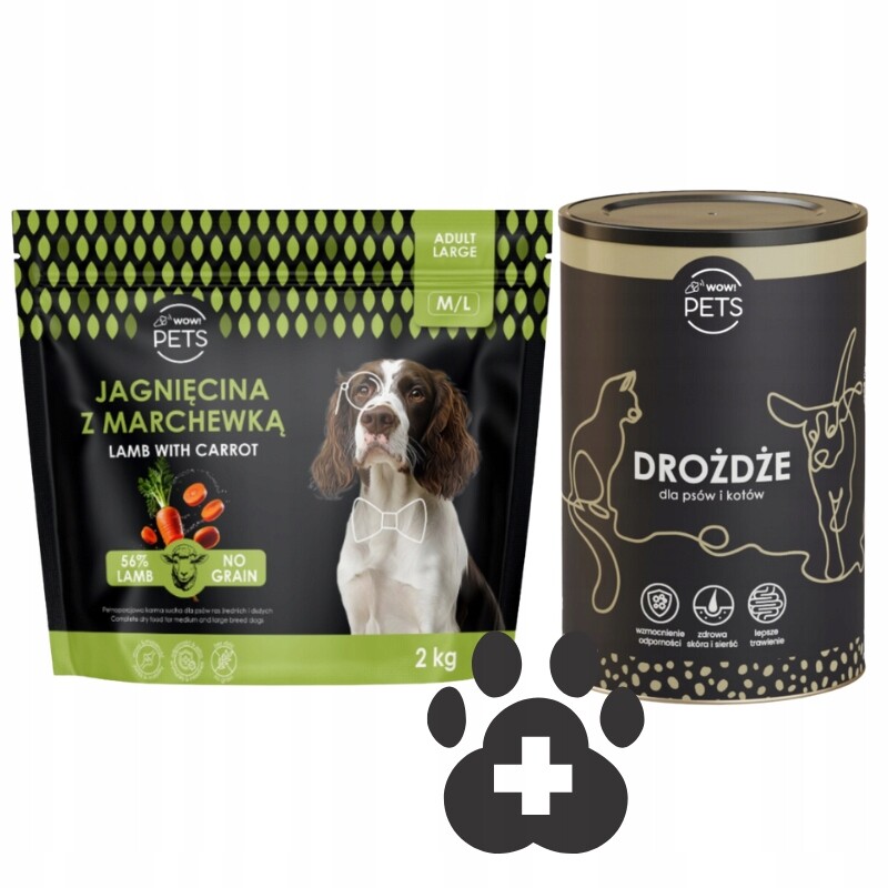 Krmivo pro psa Jehněčí s mrkví M/L a kvasinkami, citlivé bříško