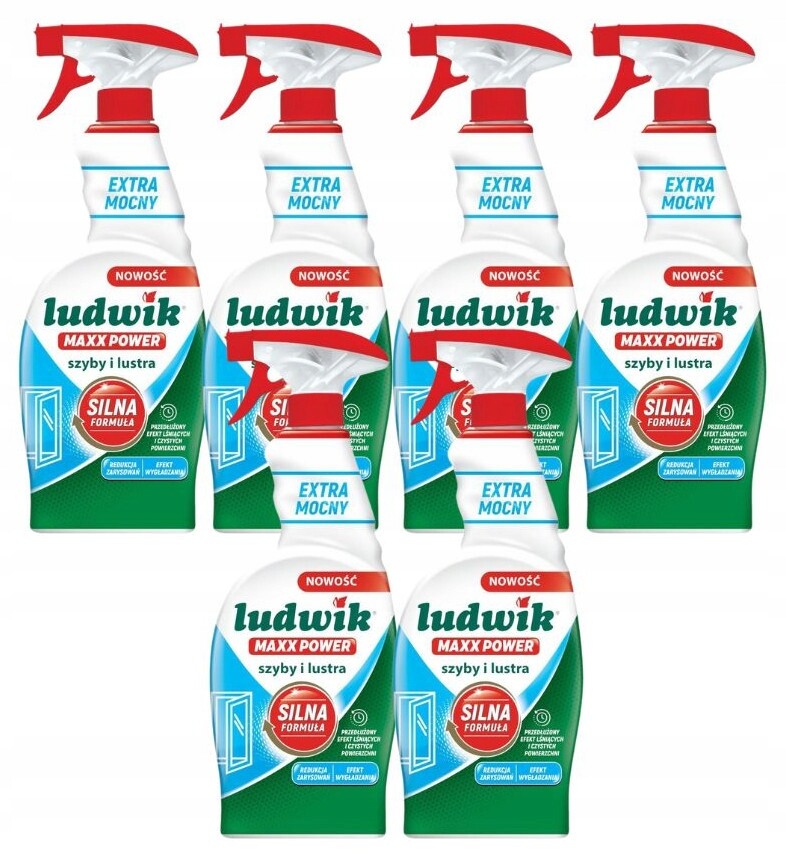 Ludwik Maxx Power Tekutý přípravek na mytí skel a zrcadel Extra silný sprej 750 ml x 6