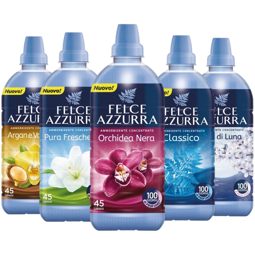 Felce Azzurra Parfémovaný italský tekutá aviváž Sada MIX 5x900 ml