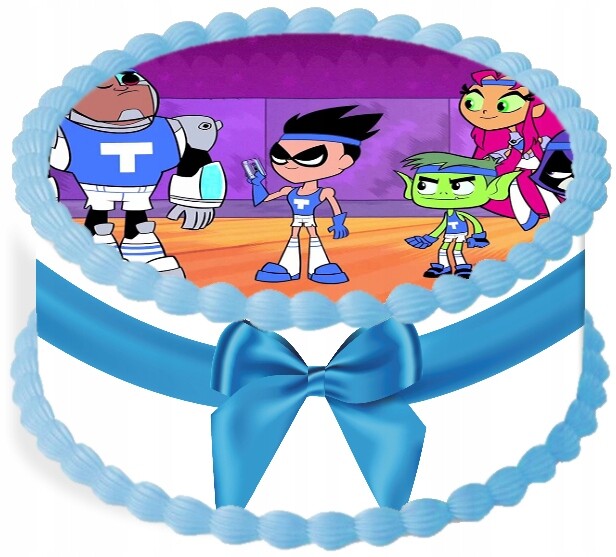 Oplatek na dort Dekorace Jídelní 20 cm Mladí Titáni Akce Narozeniny