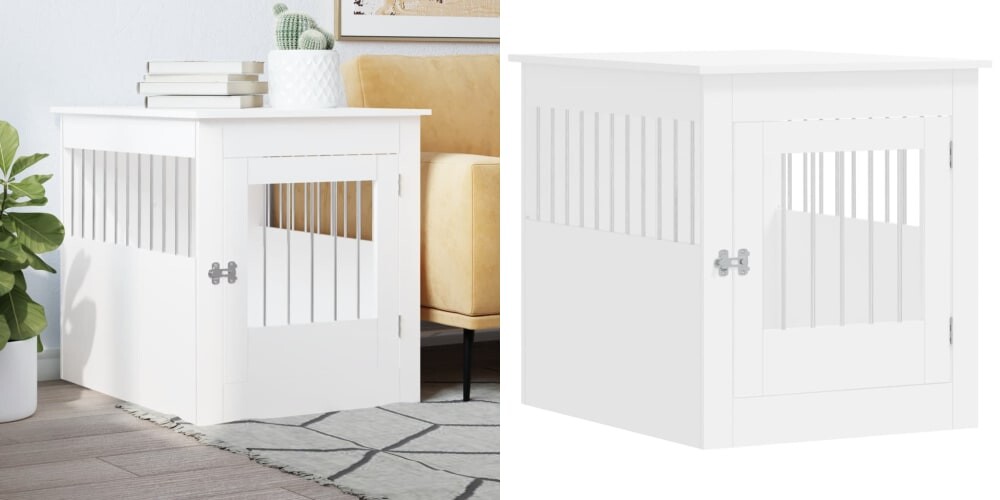 Bílá, Kotec pro psa, materiál na bázi dřeva, 5x80x71 cm, 64