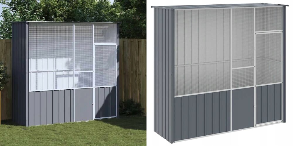 Antracitová, Voliéra, 215 x 78 x 200 cm, galvanizovaná ocel