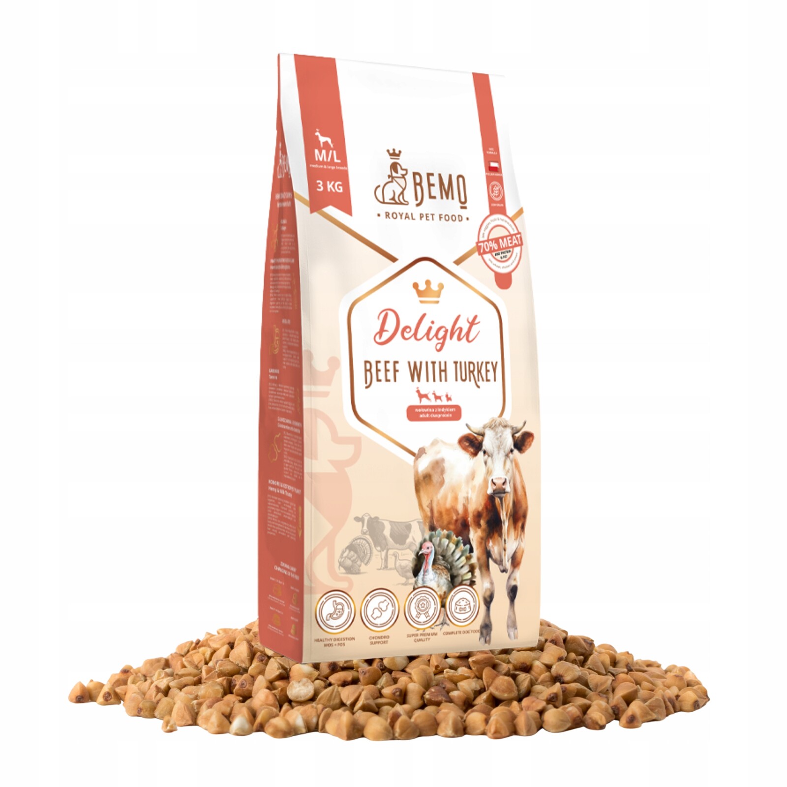 Suché krmivo pro psy Bemo Delight 3 Kg M/L hovězí krůta středních a velkých plemen