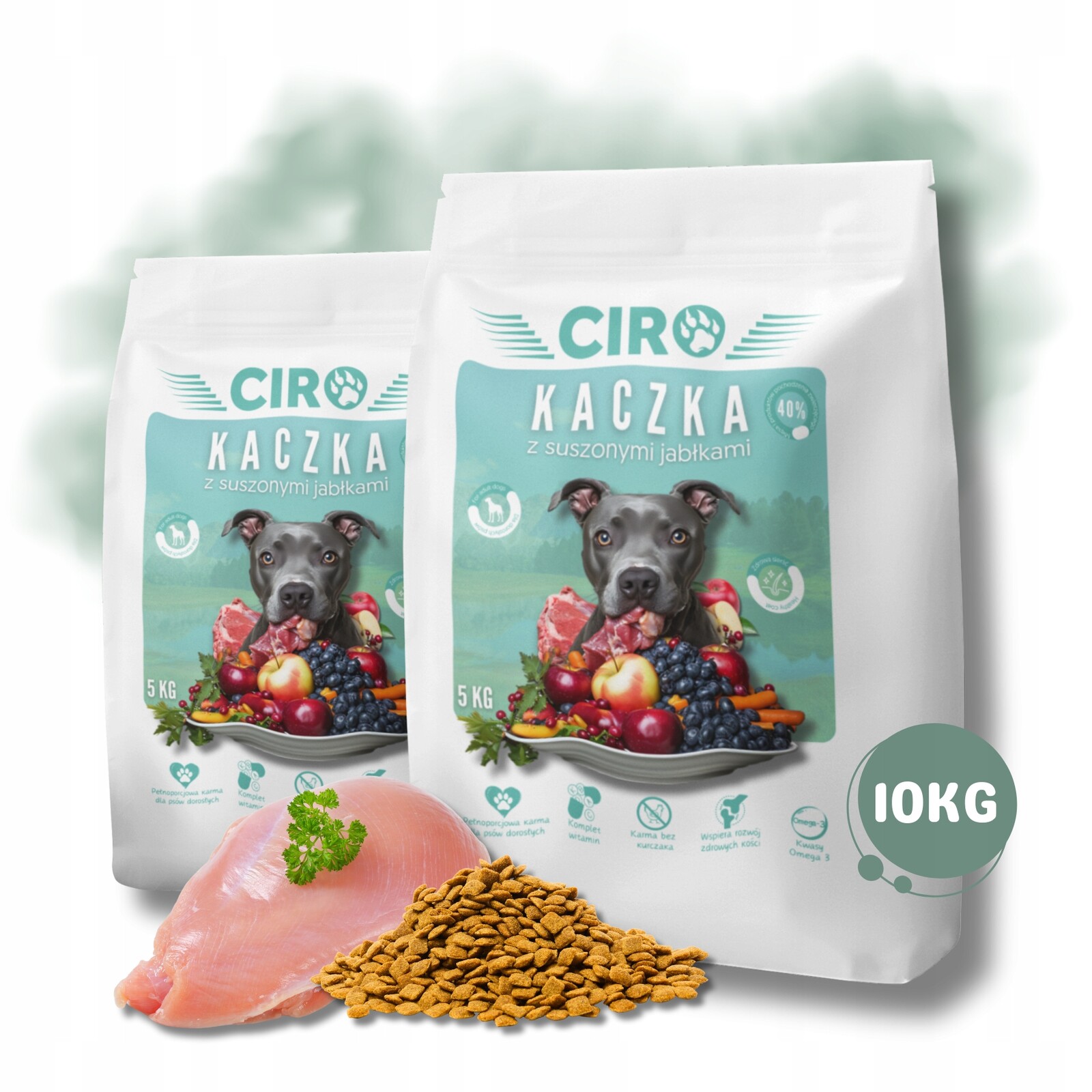 Krmivo pro psa s kachnou 40% se sušenými jablky 10 kg