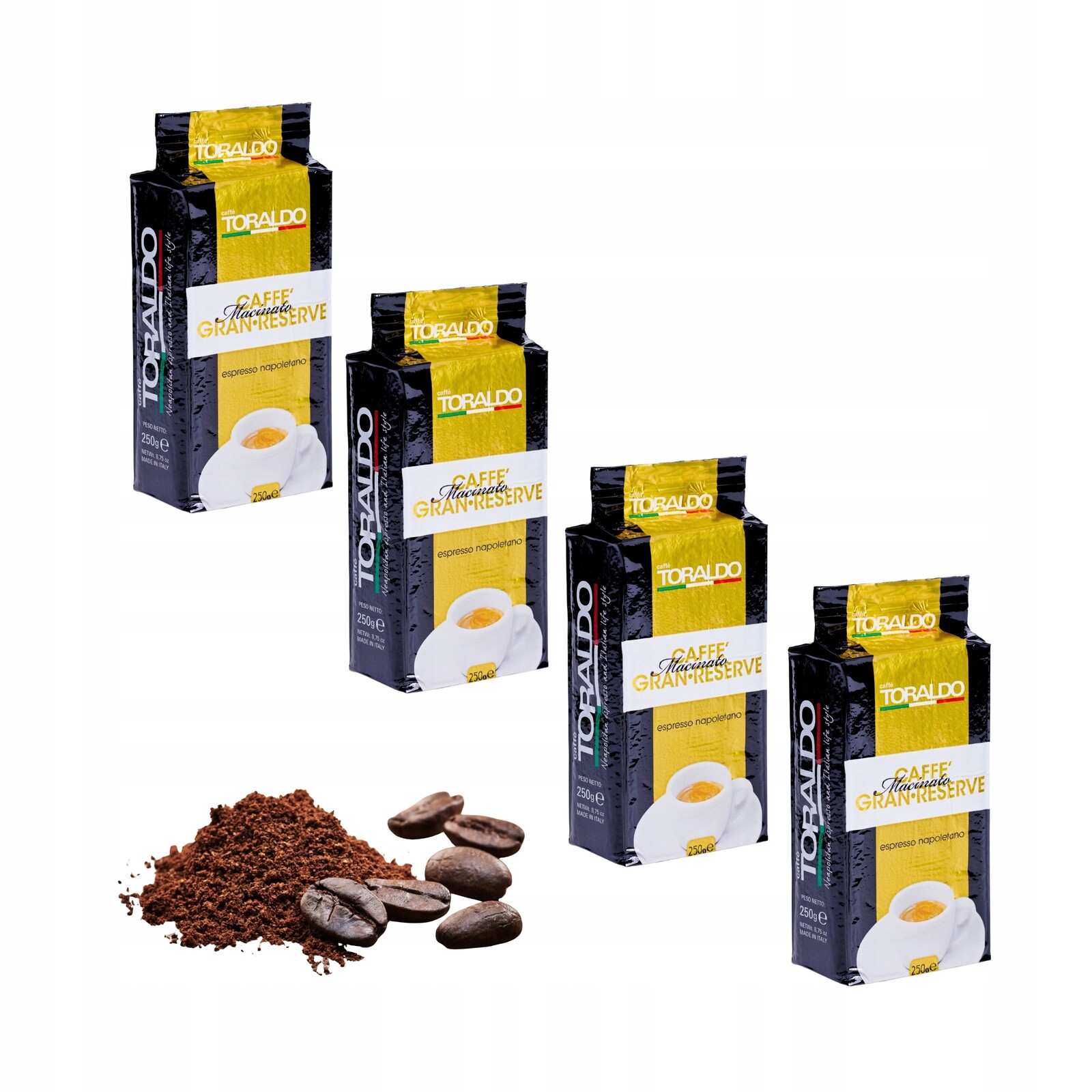 Italská Mletá Káva Toraldo Gran Reserve 4x250g Arabica Přímo Z Itálie