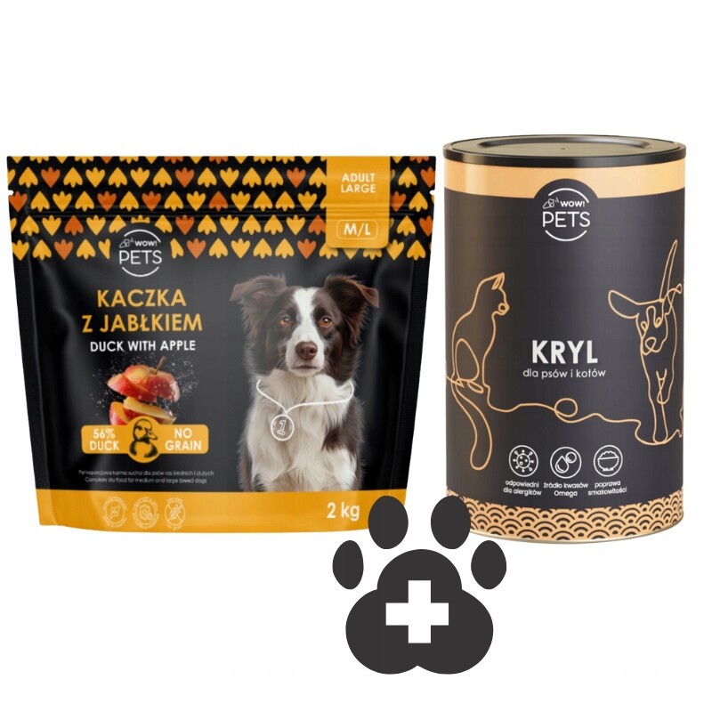 Krmivo suché pro psa kachna s jablkem M/L a krillovou moučkou 400 g zdravý pes