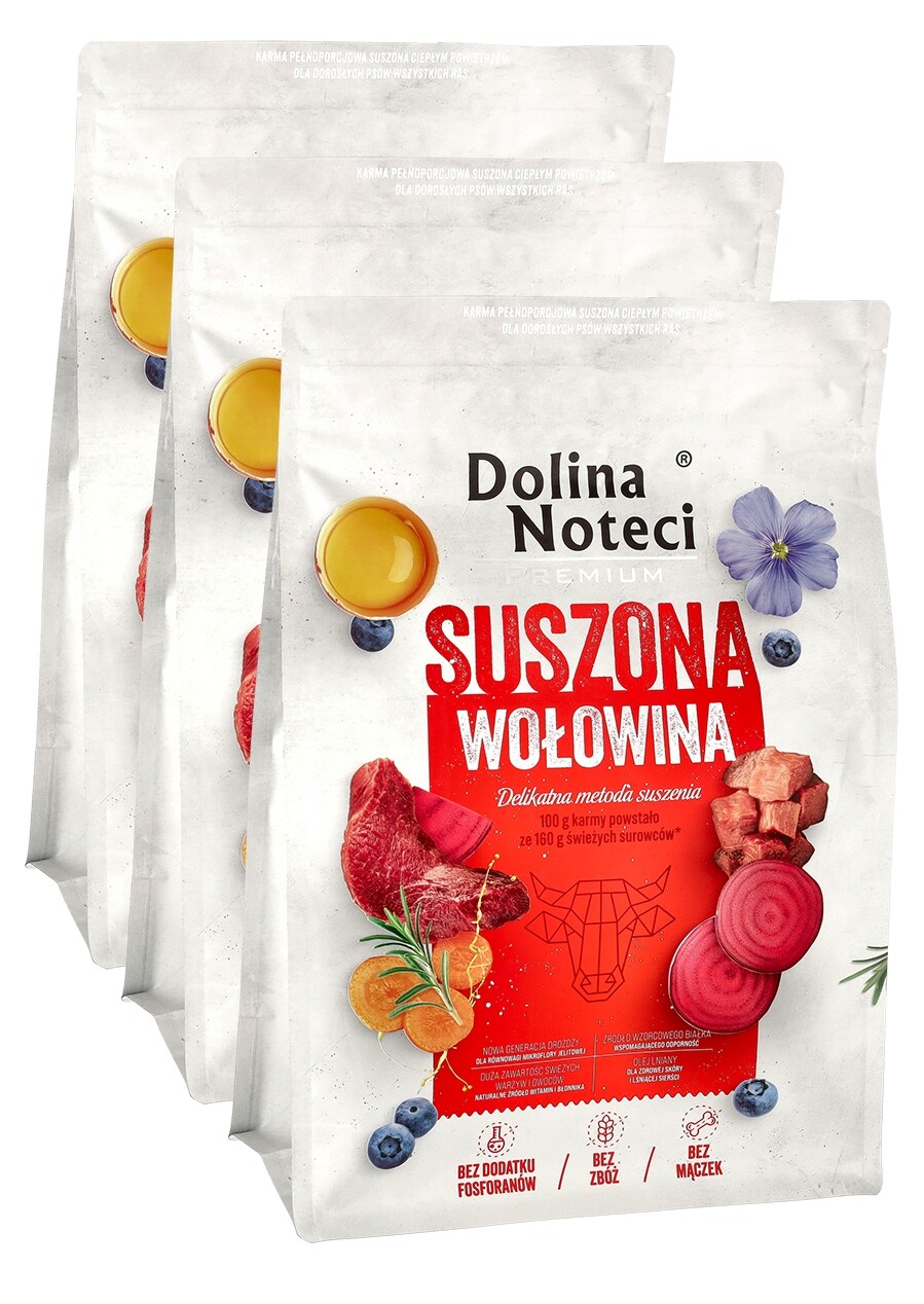 Dolina Noteci Krmivo suché pro psa Premium Set 3x3kg Hovězí maso