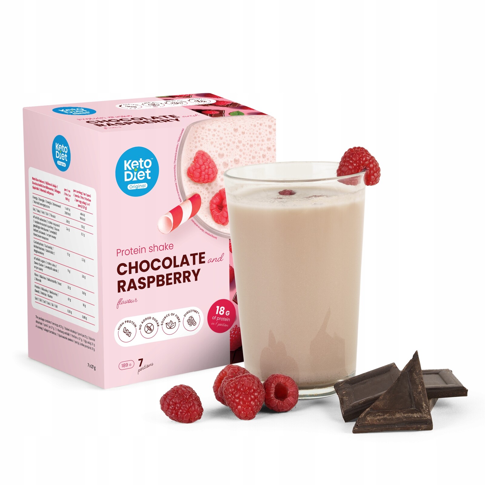 Proteinový nápoj příchuť čokoláda & malina (7 porcí)