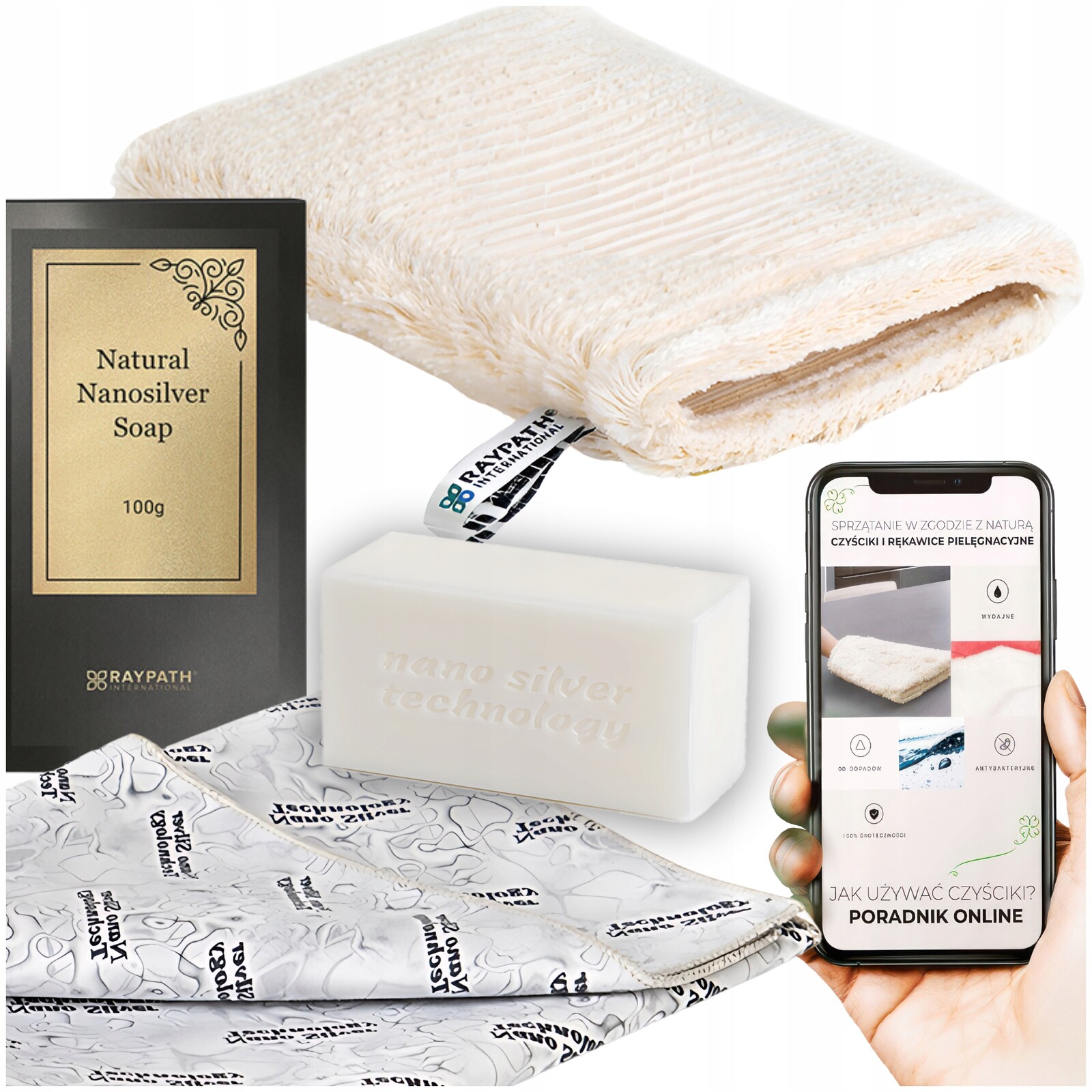 Sada Raypath Rukavice Béžová Čistící Sunbeam Šedé Mýdlo Bílé Mýdlo