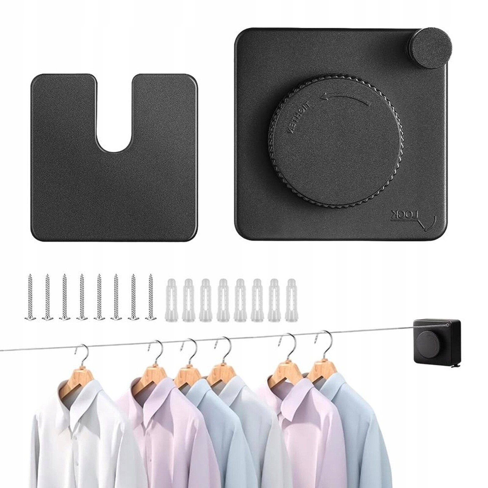 Sušící Šňůra Schovaná V Krytu Proti Převisu 5 M Pro Dům A Hotel, Černá