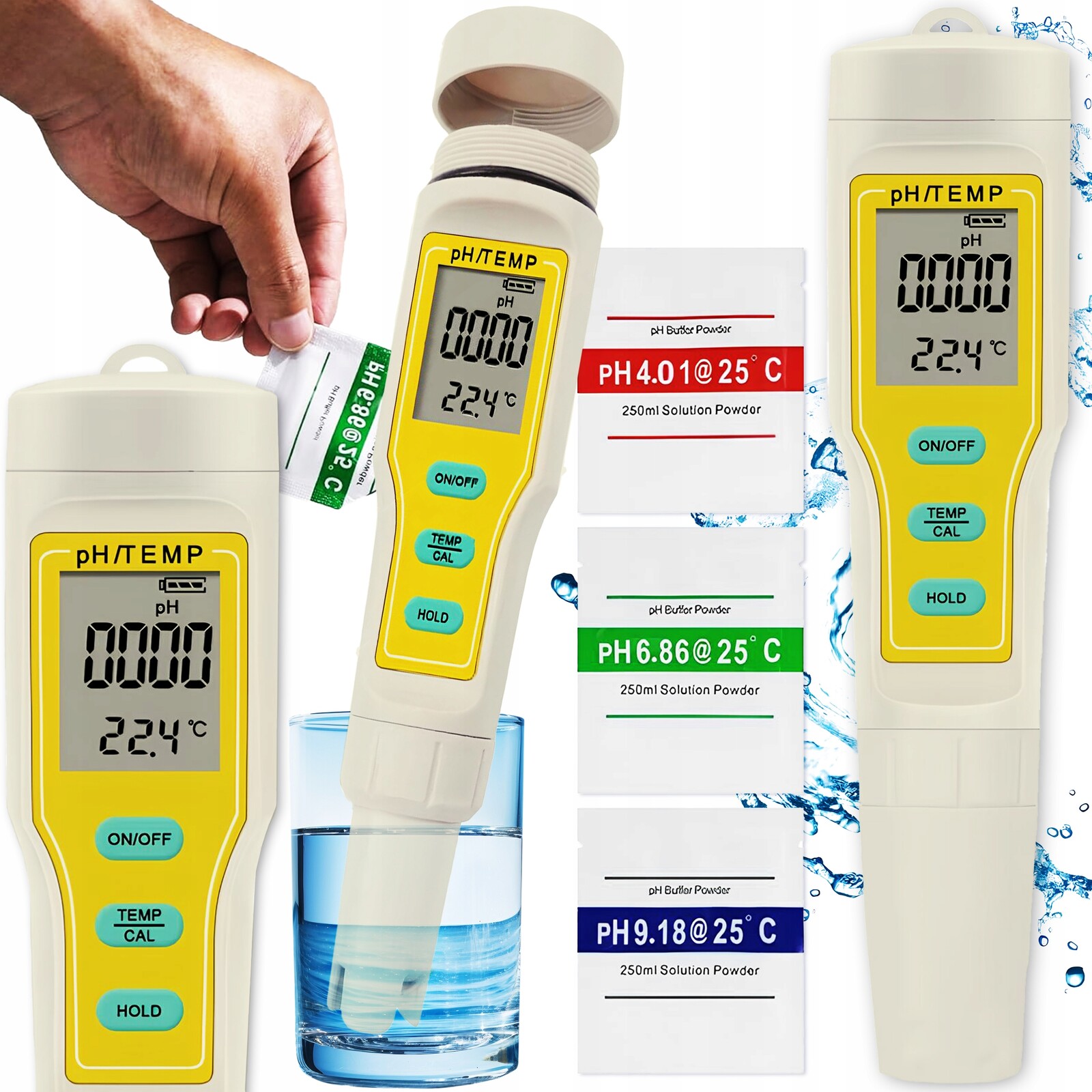 Měřič Ph Vody Kyselinoměr Tester Ph Vody Akvárium Bazénu Teplota 2V1