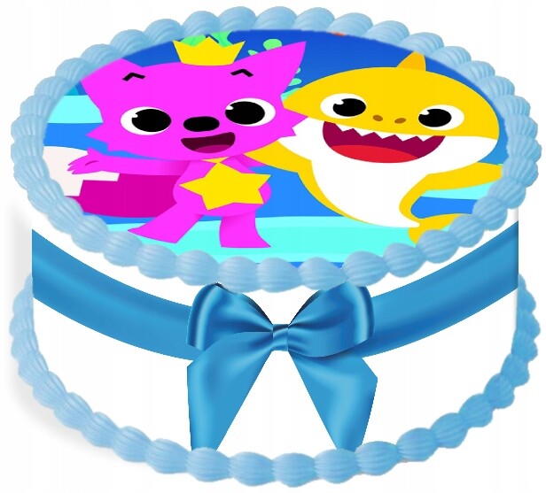 Oplatek na dort Dekorace Jídelna 20 cm Baby Shark Narozeniny Party