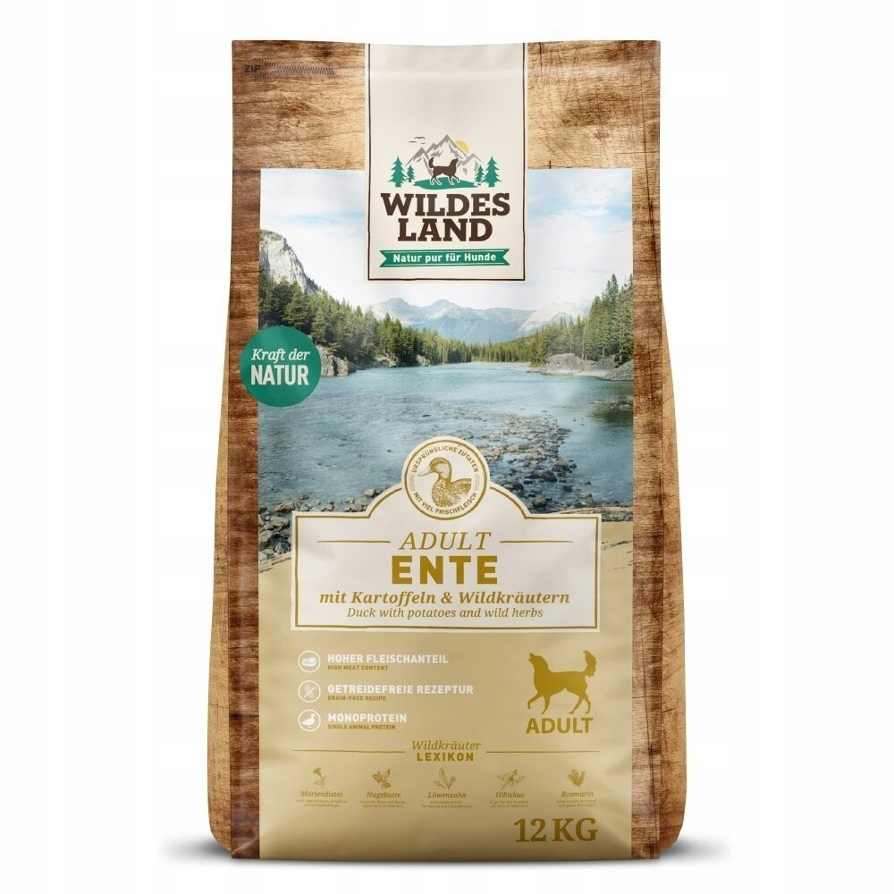 Krmivo suché Wildes Land Dog kachna brambory bylinky 12 kg