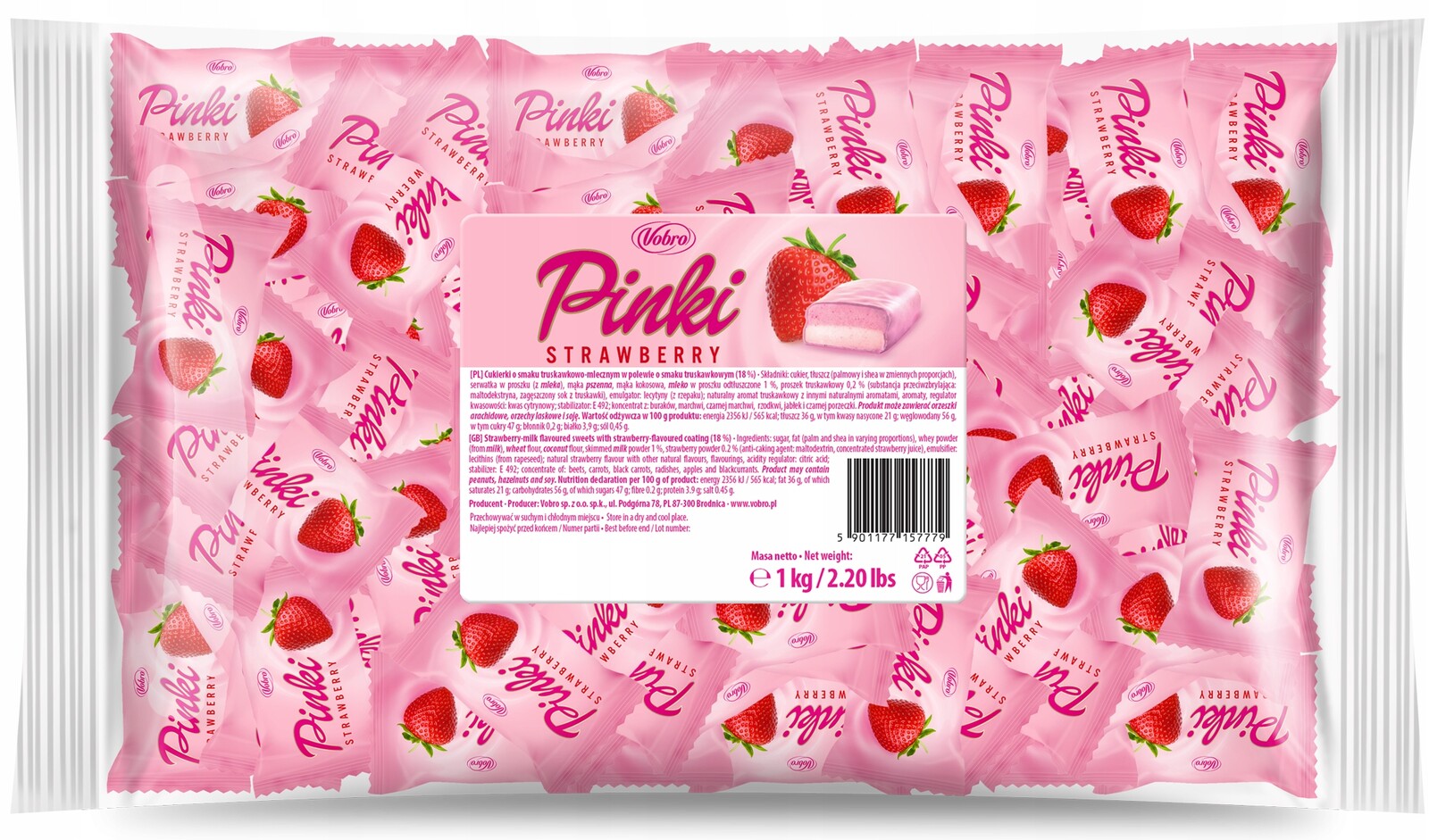Bonbóny Pinki Strawberry 1 kg Vobro jahodově smetanové