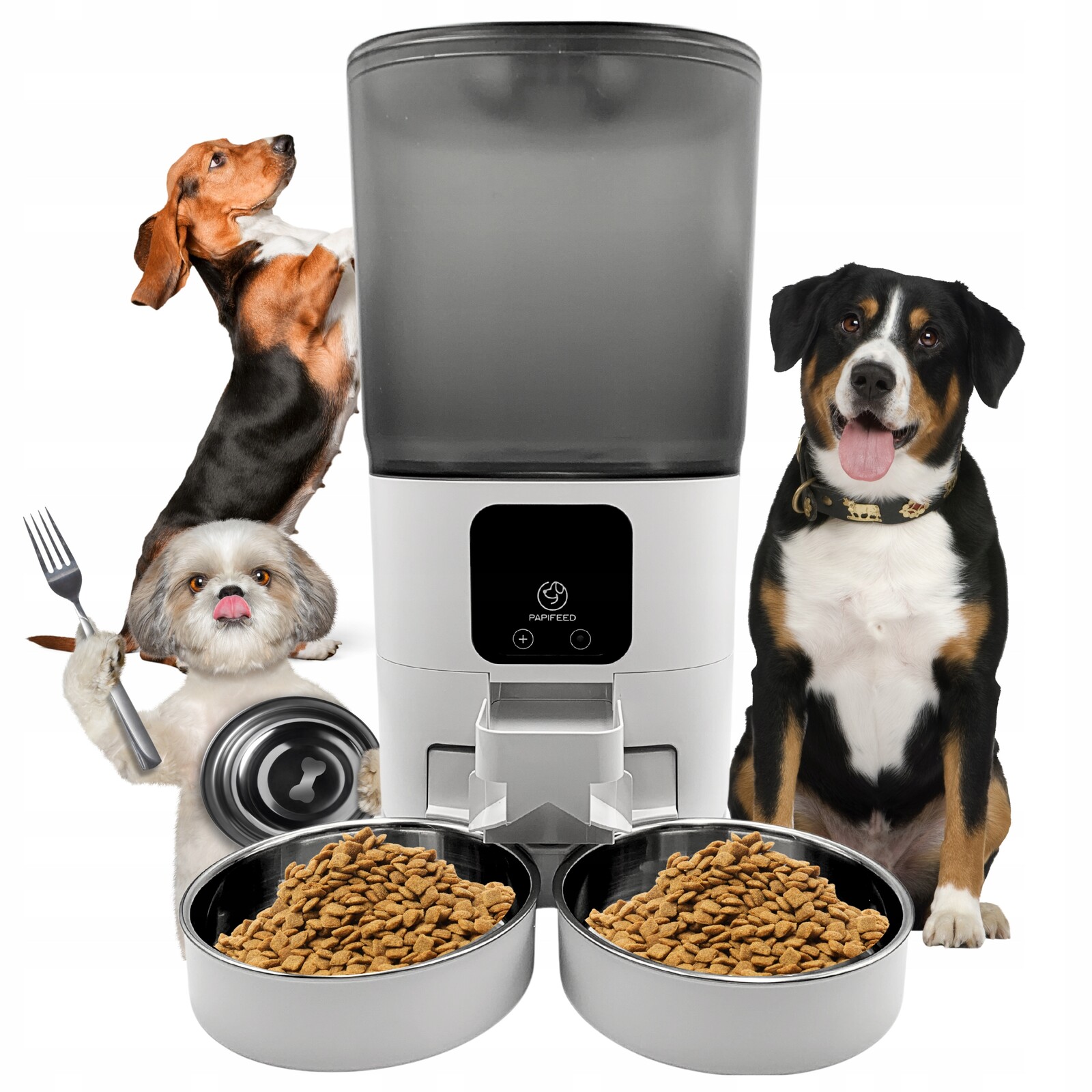 Automatický podavač krmiva Dávkovač Pro Psa Kočku Dvojitý 6L Usb Misky