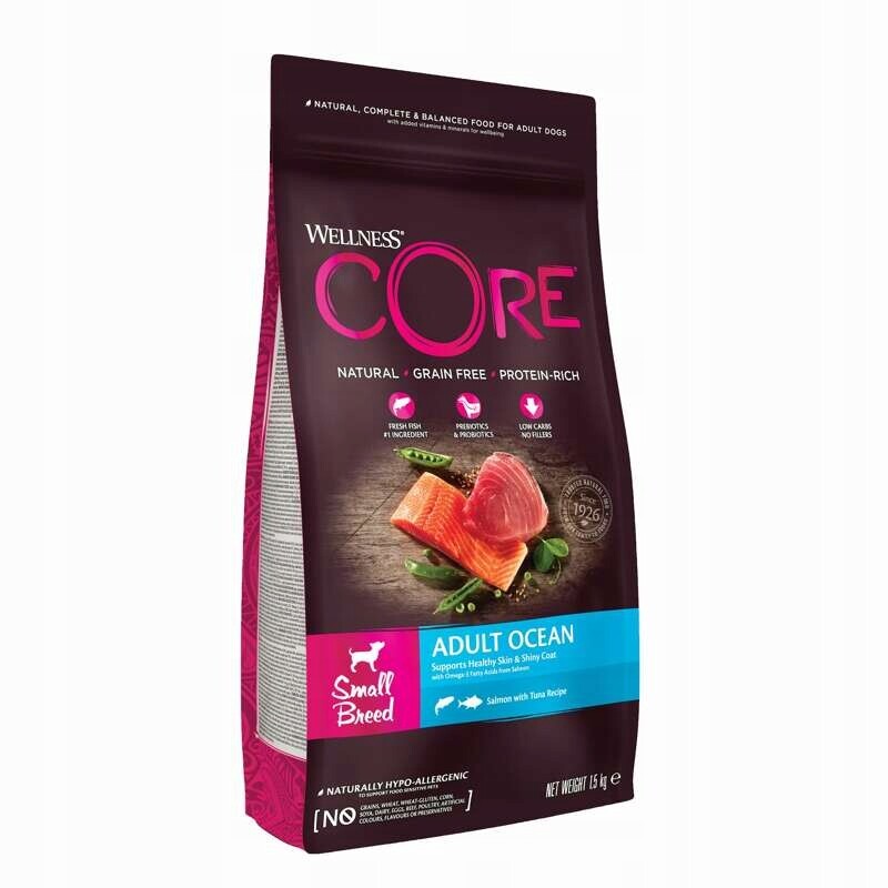 Krmivo suché Wellness Core Small Breed losos bez obilovin 1,5 kg