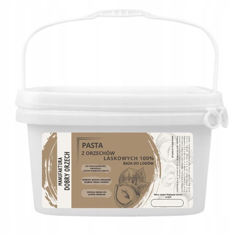 Pasta z lískových ořechů 100 % – pro výrobu zmrzliny 10 kg Dobry Orzech