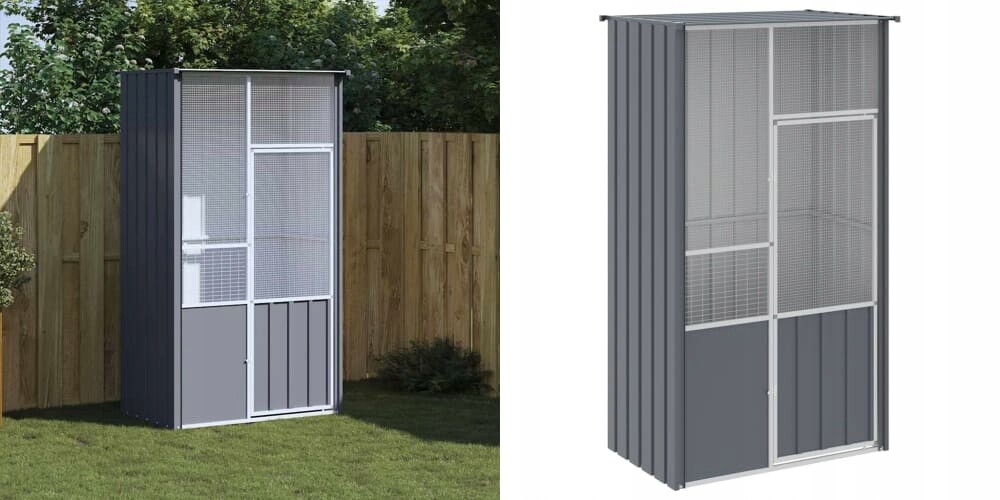 Antracitová, Voliéra, galvanizovaná ocel, 115 x 78 x 200 cm