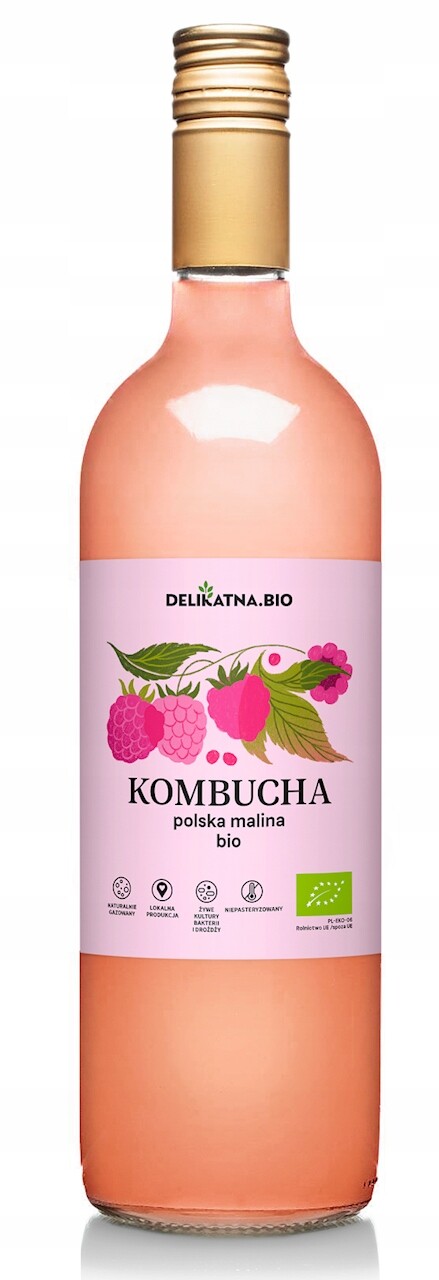 Malinová Kombucha Bio 750 ml Jemná (kyselina)