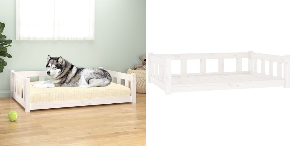 Bílé Pelíšek pro psa, 5x75, 5x28 cm, borovicové dřevo, 105