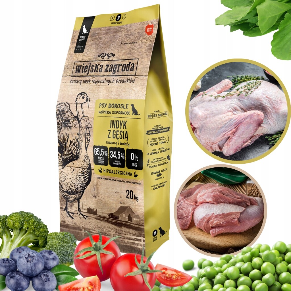 Wiejska Zagroda krmivo pro psa Krůta s husími křupkami M 20 kg