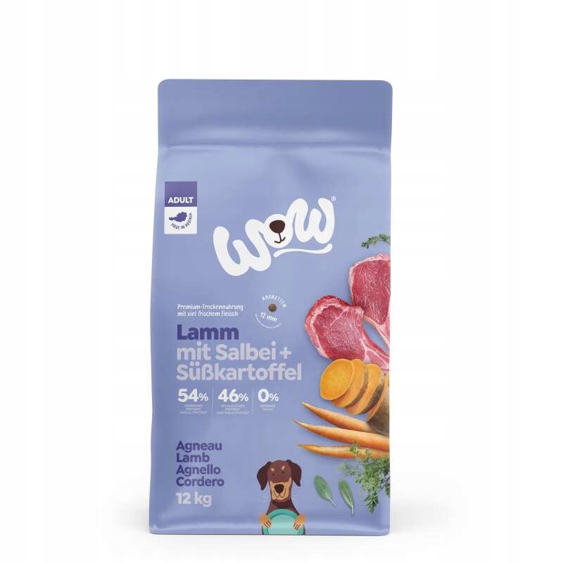 Krmivo suché Wow jehněčí šalvěj batáty pro dospělé psy 12 kg