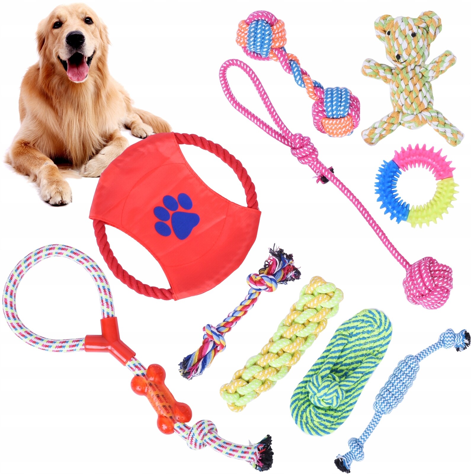 Sada 10 hraček pro psa Dylan přetahovadla