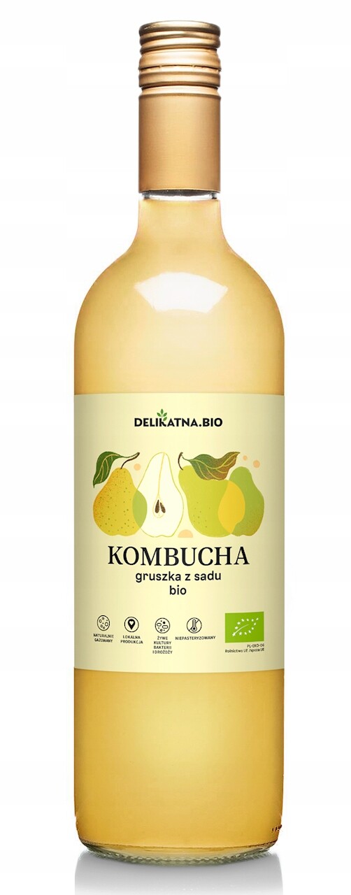 Kombucha Hrušková Bio 750 ml Jemná (kyselina)