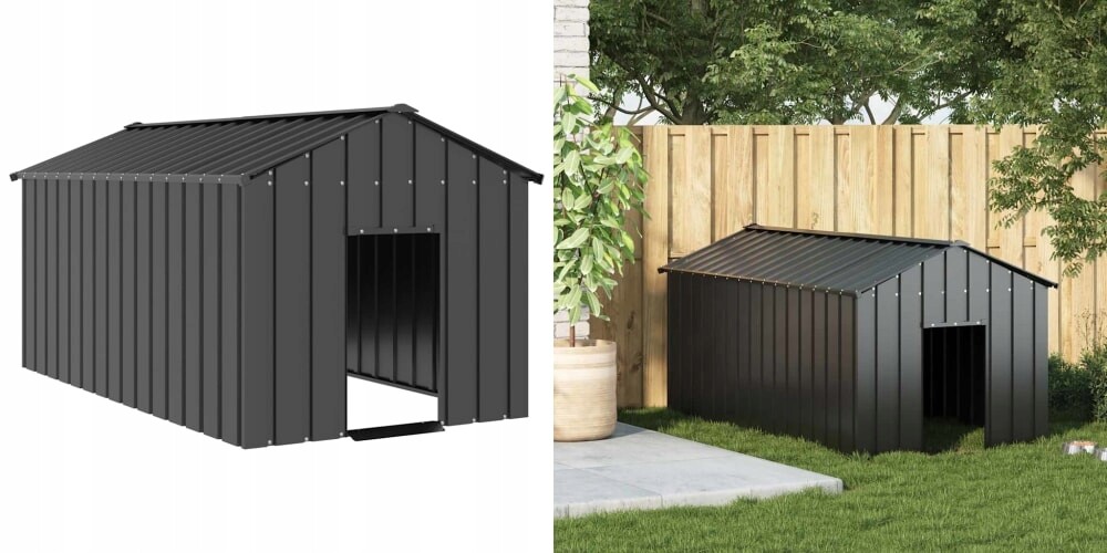 114x202x101 cm, psí bouda se střechou, ocel