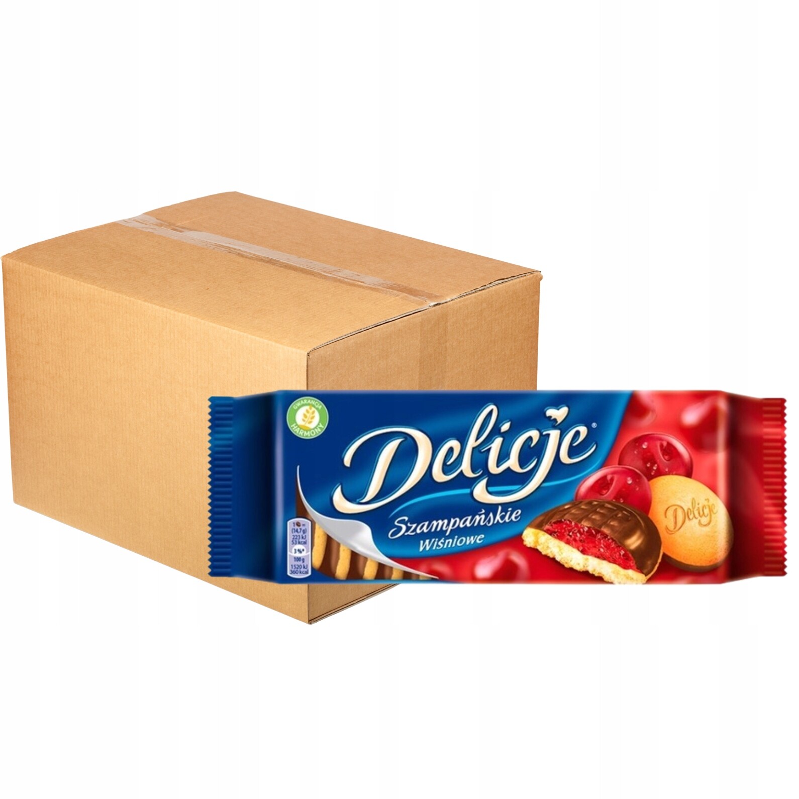 Delicje šampaňské s třešňovým želé zalité čokoládou 147 g x 24 ks