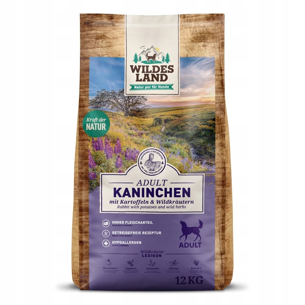 Krmivo suché Wildes Land Dog králík brambory bylinky 12 kg