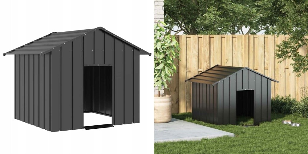 131x101x102 cm, psí bouda se střechou, ocel