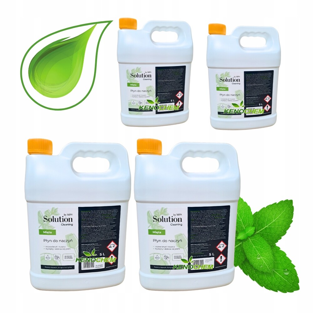 Sada 4x Tekutý prostředek na mytí nádobí Máta Zásoba 5L Mytí Bez Šmouh Pěna