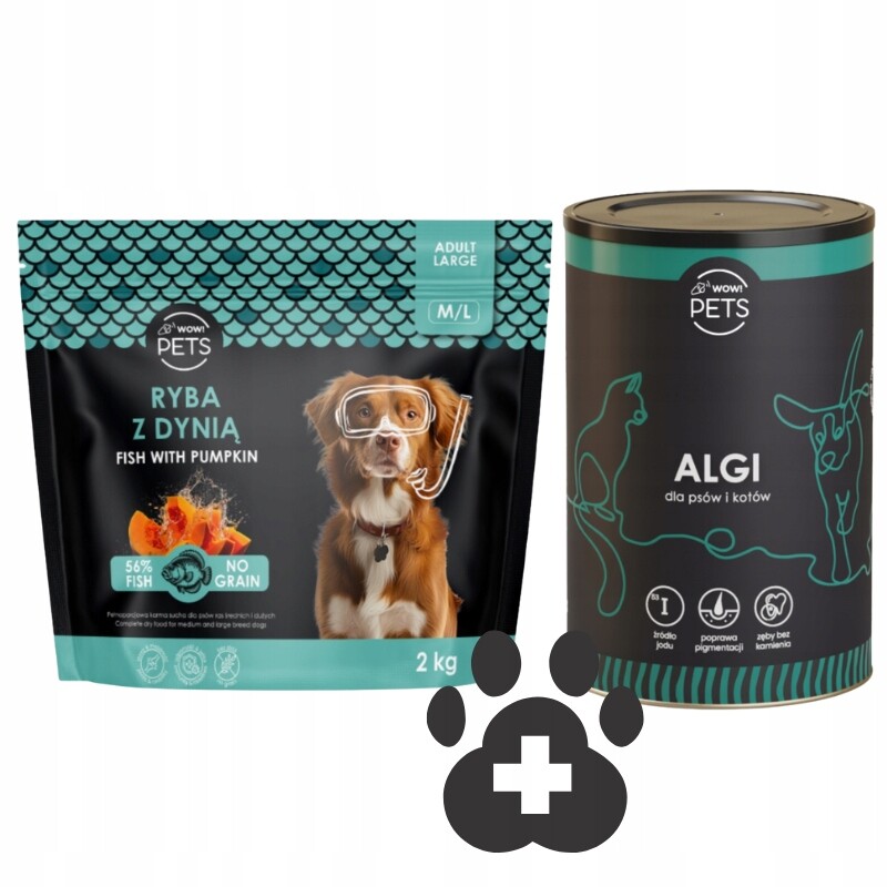 Krmivo pro psy Ryba s dýní M/L, hnědé řasy, sada pro zdravé zuby