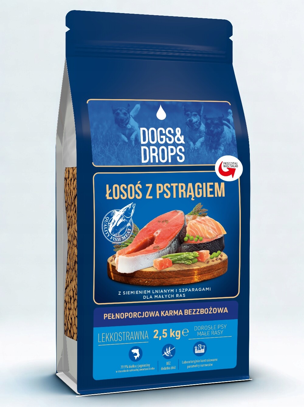 Dogs&Drops Losos s pstruhem Bezobilné krmivo pro psy 2,5 kg