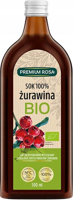 Brusinky šťáva 100% bez cukru Bio 500 ml Premium Rosa