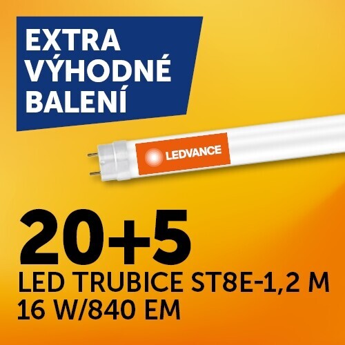 LED trubice zářivka LEDVANCE SubstiTUBE ENTRY T8 EM 120cm 16W (36W) 4000K výhodné balení 20+5ks