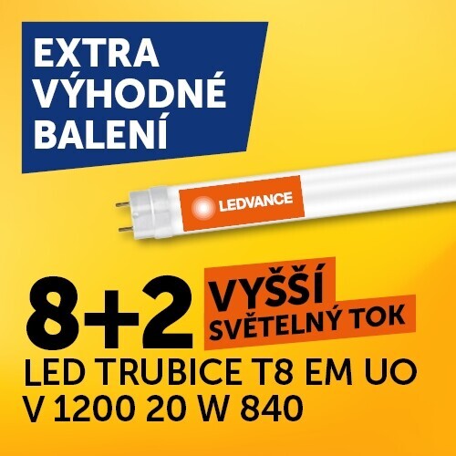 LED trubice zářivka LEDVANCE LED TUBE Ultra Output Value T8 EM 120cm 20W (36W) 4000K výhodné balení 8+2