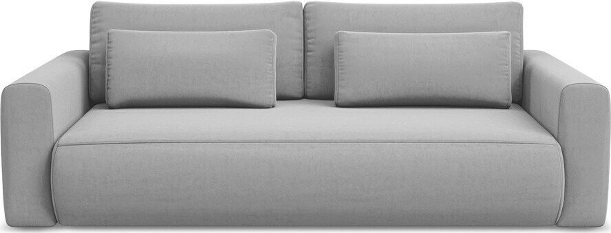 Světle šedá sametová rozkládací/s úložným prostorem pohovka 238 cm Kapua – Makamii