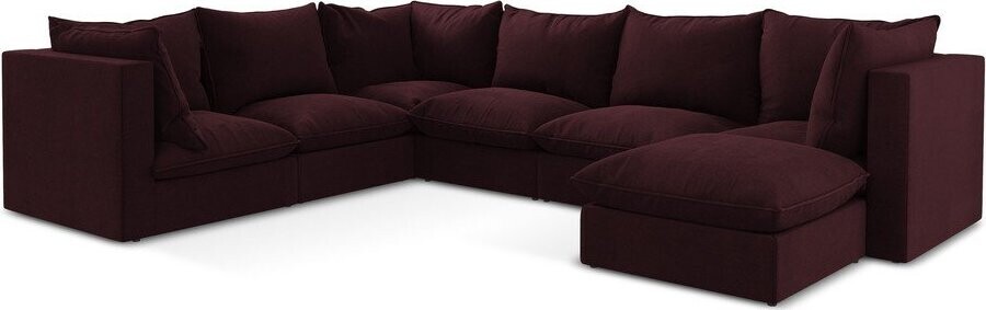 Vínová rohová pohovka (levý roh/do