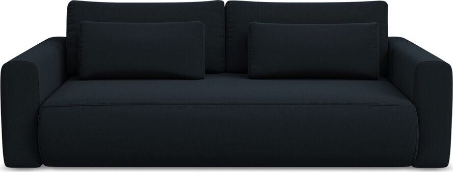 Tmavě modrá sametová rozkládací/s úložným prostorem pohovka 238 cm Kapua – Makamii