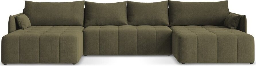 Khaki rozkládací/s úložným prostorem rohová pohovka (do