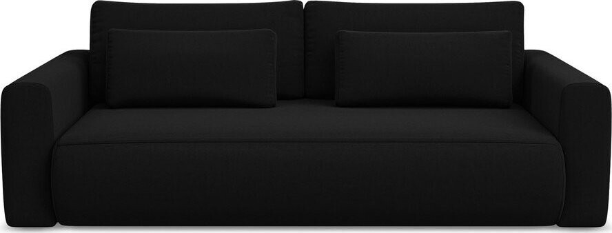 Černá sametová rozkládací/s úložným prostorem pohovka 238 cm Kapua – Makamii