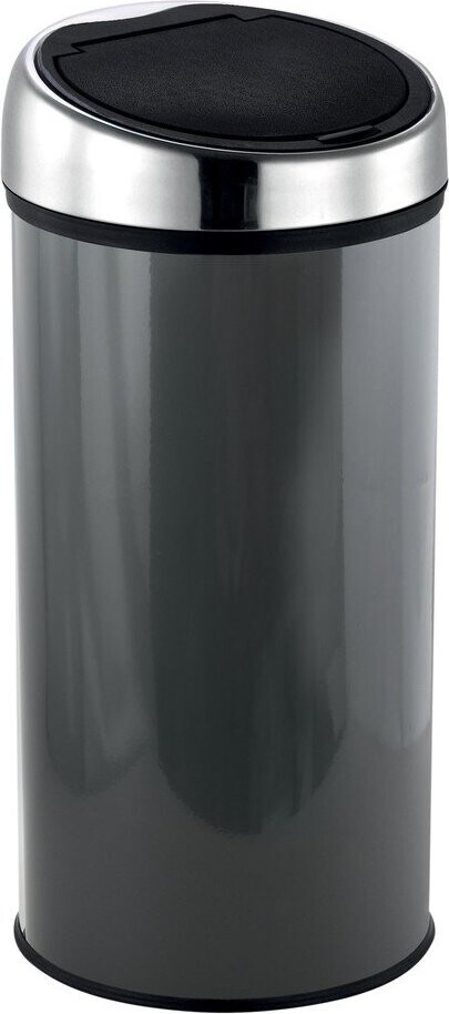 Tmavě šedý dotykový ocelový odpadkový koš 30 l – MSV