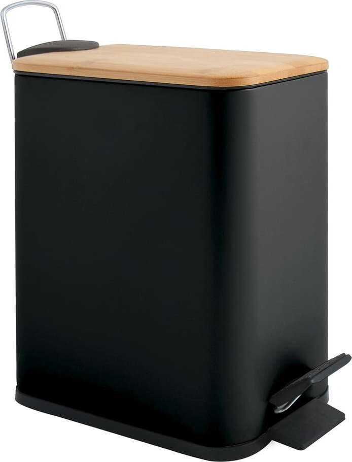 Matně černý nášlapný ocelový odpadkový koš 5 l Erik – Spirella
