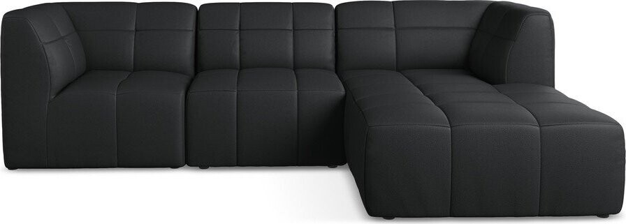 Černá rohová pohovka z imitace kůže (pravý roh/s lenoškou) Aloha – Makamii