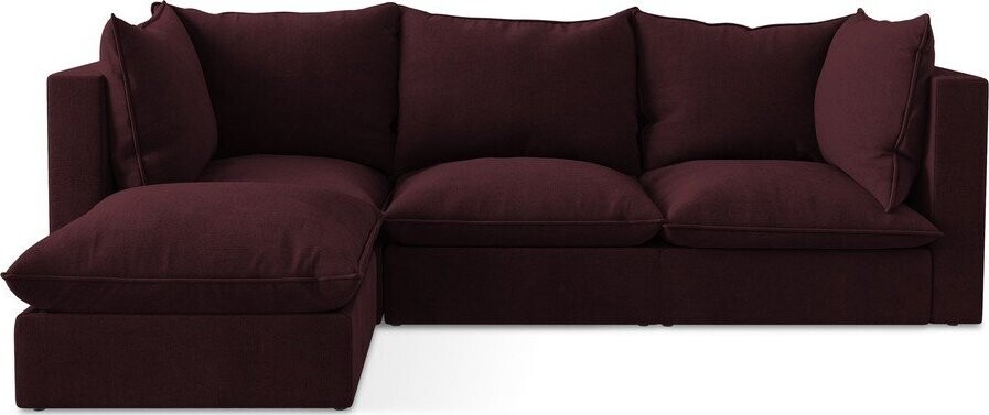 Vínová rohová pohovka (levý roh/s lenoškou) Manao – Makamii